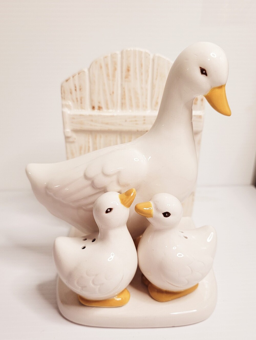 Goose Napkin Holder Salt & Pepper Shakers Grasslands Road Ceramic Farmhouse Deco